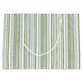 Sage Green (Light, Medium, Dark) and White Stripes Groot Cadeauzakje