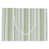 Sage Green (Light, Medium, Dark) and White Stripes Groot Cadeauzakje (Achterkant)