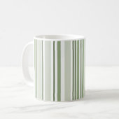 Sage Green (Light, Medium, Dark) and White Stripes Koffiemok (Voorkant links)