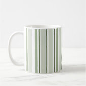 Sage Green (Light, Medium, Dark) and White Stripes Koffiemok (Links)