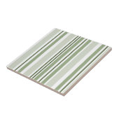 Sage Green (Light, Medium, Dark) and White Stripes Tegeltje (Zijkant)