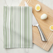 Sage Green (Light, Medium, Dark) and White Stripes Theedoek (Quarter Fold)