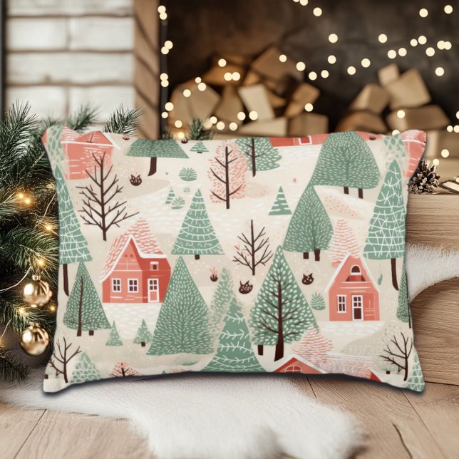 Sage Green Light Pink Pine Cones Daken en bomen Accent Kussen (Creator heeft geüpload)