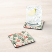 Sage Green Light Pink Pine Cones Daken en bomen Bier Onderzetter (Rechterzijde)