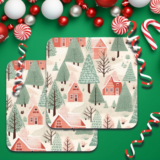 Sage Green Light Pink Pine Cones Daken en bomen Bier Onderzetter