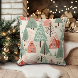 Sage Green Light Pink Pine Cones Daken en bomen Kussen