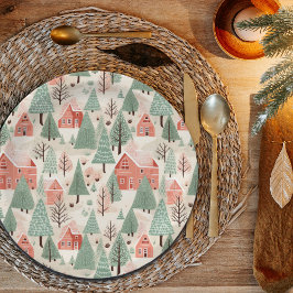 Sage Green Light Pink Pine Cones Daken en bomen Papieren Bordje