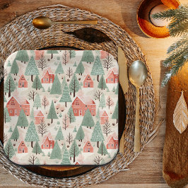 Sage Green Light Pink Pine Cones Daken en bomen Papieren Bordje