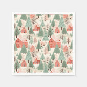 Sage Green Light Pink Pine Cones Daken en bomen Servet (Voorkant)