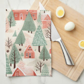 Sage Green Light Pink Pine Cones Daken en bomen Theedoek (Quarter Fold)