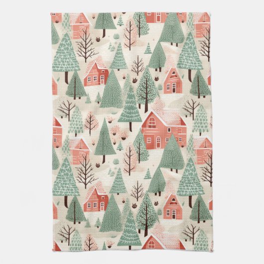 Sage Green Light Pink Pine Cones Daken en bomen Theedoek (Verticaal)