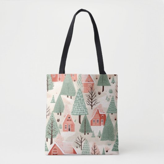 Sage Green Light Pink Pine Cones Daken en bomen Tote Bag (Voorkant)