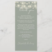 Sage Green Lights Wedding Bedankt Place Card Menu (Voorkant)