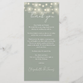 Sage Green Lights Wedding Bedankt Place Card Menu