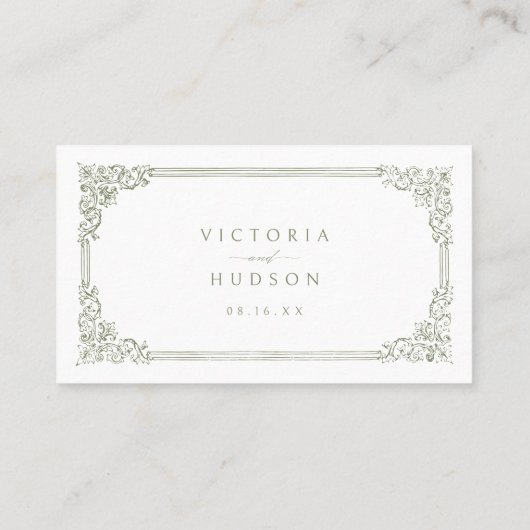Sage Green  Lijst Elegant Bruidsregister Plaatskaartje (Achterkant)