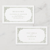 Sage Green  Lijst Elegant Bruidsregister Plaatskaartje (Voorkant / Achterkant)