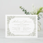 Sage Green  Lijst Elegant repetitiediner Kaart (Staand voorkant)