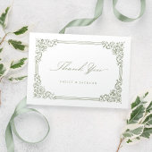 Sage Green Lijst Elegant Script Bedankkaart