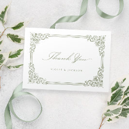 Sage Green Lijst Elegant Script Bedankkaart