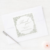 Sage Green  Lijst Elegant Script Bedankt Vierkante Sticker (Envelop)
