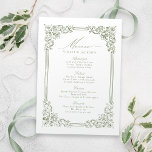 Sage Green  Lijst Elegant Script Wedding Menu<br><div class="desc">Elegant  sierlijk lijsten randontwerp met stijlvol script in salie groene kleur,  eenvoudig en klassiek,  geweldige trouwmenu's voor een moderne klassieke bruiloft,  een romantische vintage bruiloft en een officiële traditionele bruiloft. Bekijk alle bijpassende stukken in collectie.</div>