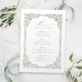 Sage Green Lijst Elegant Script Wedding Menu