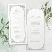 Sage Green Lijst Elegant Script Wedding Menu