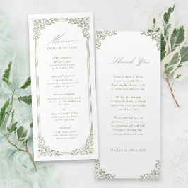 Sage Green Lijst Elegant Script Wedding Menu