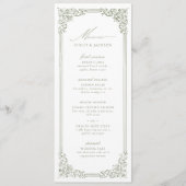 Sage Green Lijst Elegant Script Wedding Menu (Voorkant)