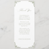 Sage Green Lijst Elegant Script Wedding Menu (Achterkant)