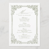 Sage Green Lijst Elegant Script Wedding Menu (Voorkant)