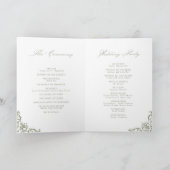 Sage Green Lijst Elegant Script Wedding Programma (Binnen)