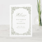 Sage Green Lijst Elegant Script Wedding Programma (Voorkant)