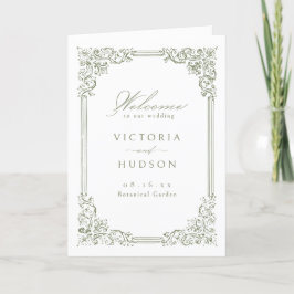 Sage Green Lijst Elegant Script Wedding Programma