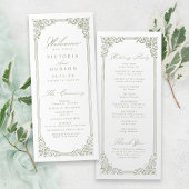 Sage Green Lijst Elegant Script Wedding Programmakaart