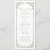 Sage Green Lijst Elegant Script Wedding Programmakaart (Achterkant)