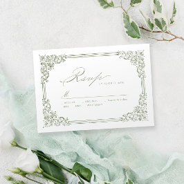 Sage Green Lijst Elegant Script Wedding RSVP Kaartje