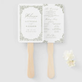 Sage Green Lijst Elegant Trouwprogramma Handwaaier (Voorkant en achterkant)