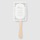 Sage Green Lijst Elegant Trouwprogramma Handwaaier (Voorkant)