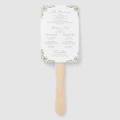 Sage Green Lijst Elegant Trouwprogramma Handwaaier (Achterkant)