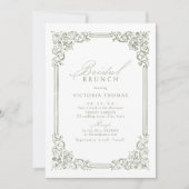 Sage Green Lijst Elegante Bruids Brunch Kaart (Voorkant)