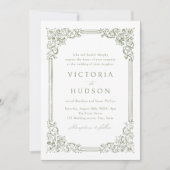 Sage Green  Lijst Elegante bruiloft Kaart (Voorkant)