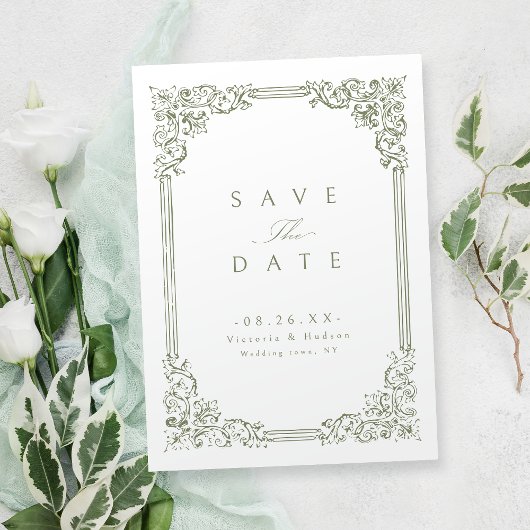 Sage Green Lijst Elegante bruiloft Save The Date