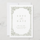 Sage Green Lijst Elegante bruiloft Save The Date (Voorkant)