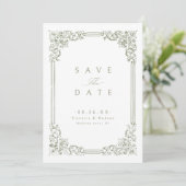 Sage Green Lijst Elegante bruiloft Save The Date (Staand voorkant)