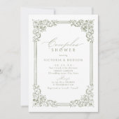 Sage Green  Lijst Elegante Koppels Douche Kaart (Voorkant)