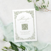 Sage Green Lijst Elegante QR Code Huwelijk RSVP Kaartje