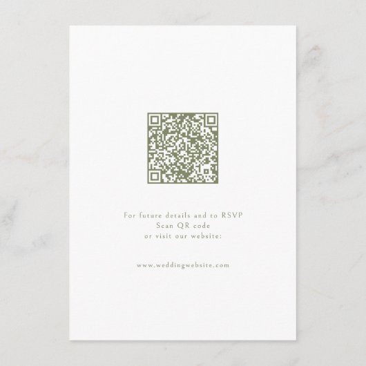 Sage Green Lijst Elegante Trouwdetails Informatiekaartje (Achterkant)