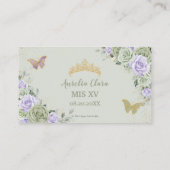 Sage Green Lila Bloemen Quinceañera Gift Registry Informatiekaartje (Achterkant)