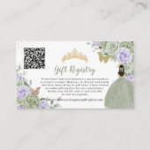 Sage Green Lila Bloemen Quinceañera Gift Registry Informatiekaartje (Voorkant)